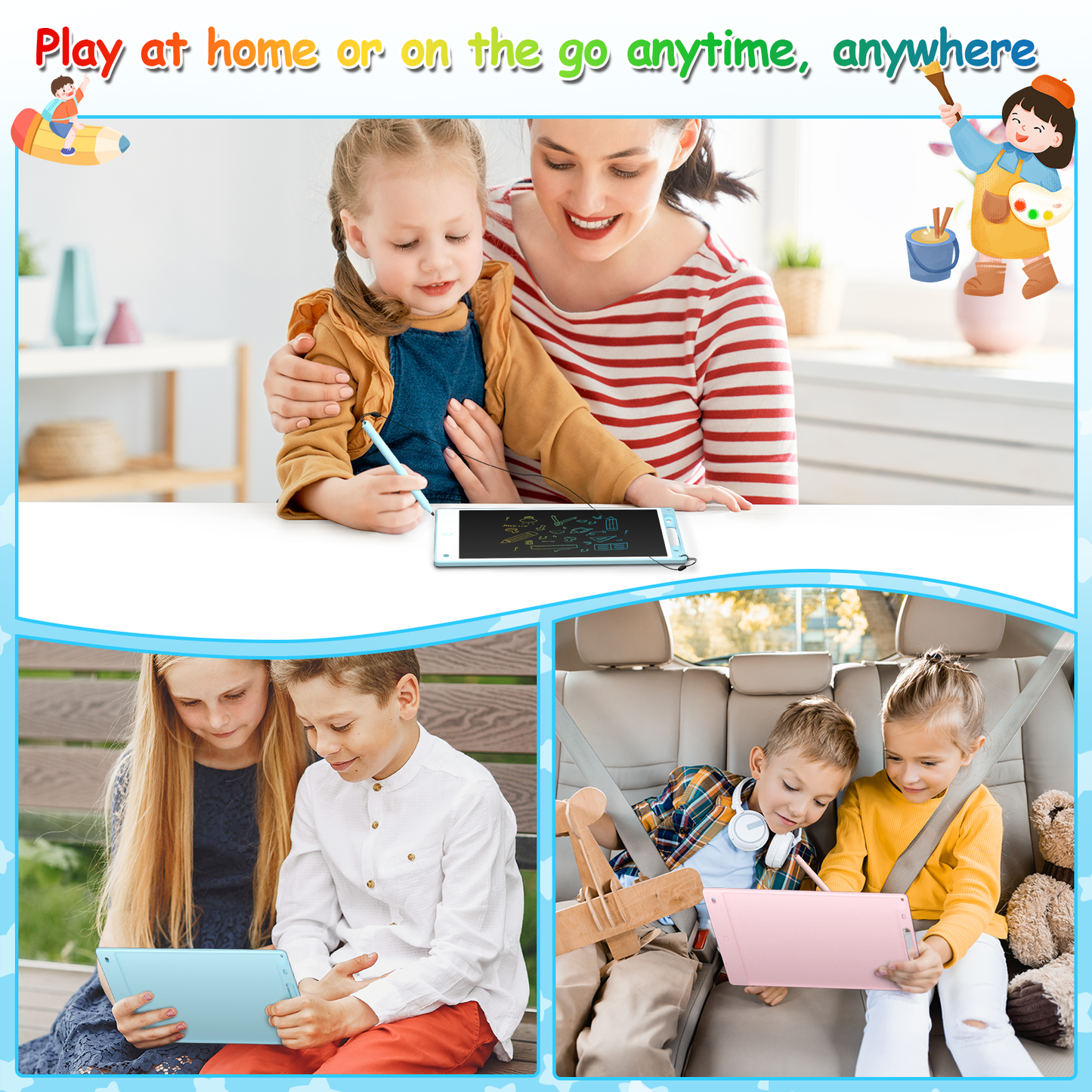 2PACK LCD Writing Tablet (Pink&Blue),Toddler Drawing Board Toys for Kids Learning & Education,10in Erasable Drawing Doodle Board,Toddler Birthday Gift for Boys Girls 3 4 5 6 7 8 Year Old