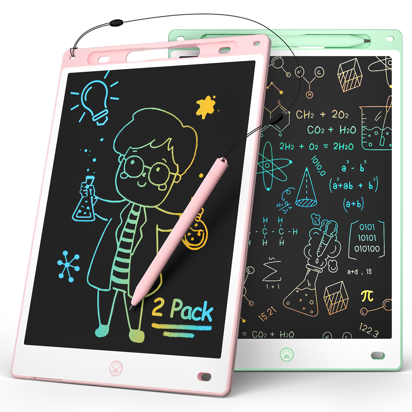 2PACK LCD Writing Tablet (Pink&Green),Toddler Drawing Board Toys for Kids Learning & Education,10in Erasable Drawing Doodle Board,Toddler Birthday Gift for Boys Girls 3 4 5 6 7 8 Year Old